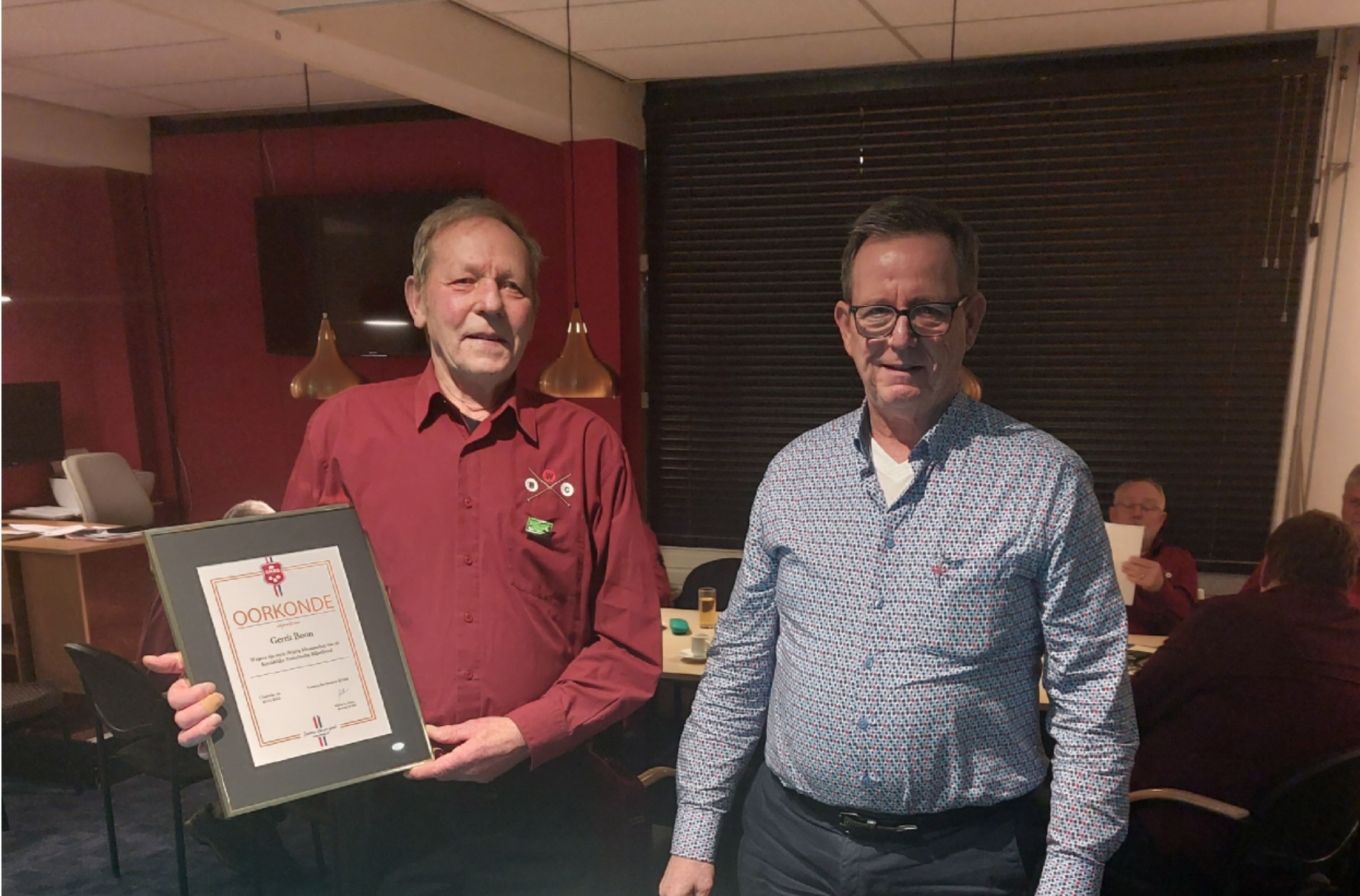 Oorkonde van KNBB en District NWN voor Gerrit Boon|